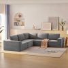 [VIDEO provided] [New]116*116" Modular L Shaped Sectional Sofa,Luxury Floor Couch Set,Upholstered Indoor Furniture,Foam-Filled Sleeper Sofa Bed for Li