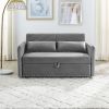 MH" Sleeper Sofa Bed w/USB Port, 3-in-1 adjustable sleeper with pull-out bed, 2 lumbar pillows and side pocket, soft velvet convertible sleeper sofa b